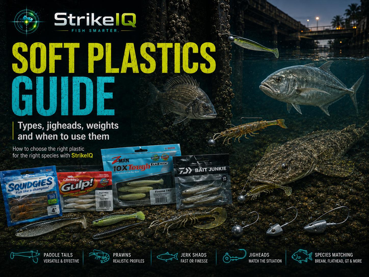Soft Plastics Fishing Guide: Types, Jigheads, Weights and Species